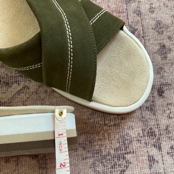 J Crew Suede Nubuck Slides Olive Green Size 9 - Picture 11 of 13